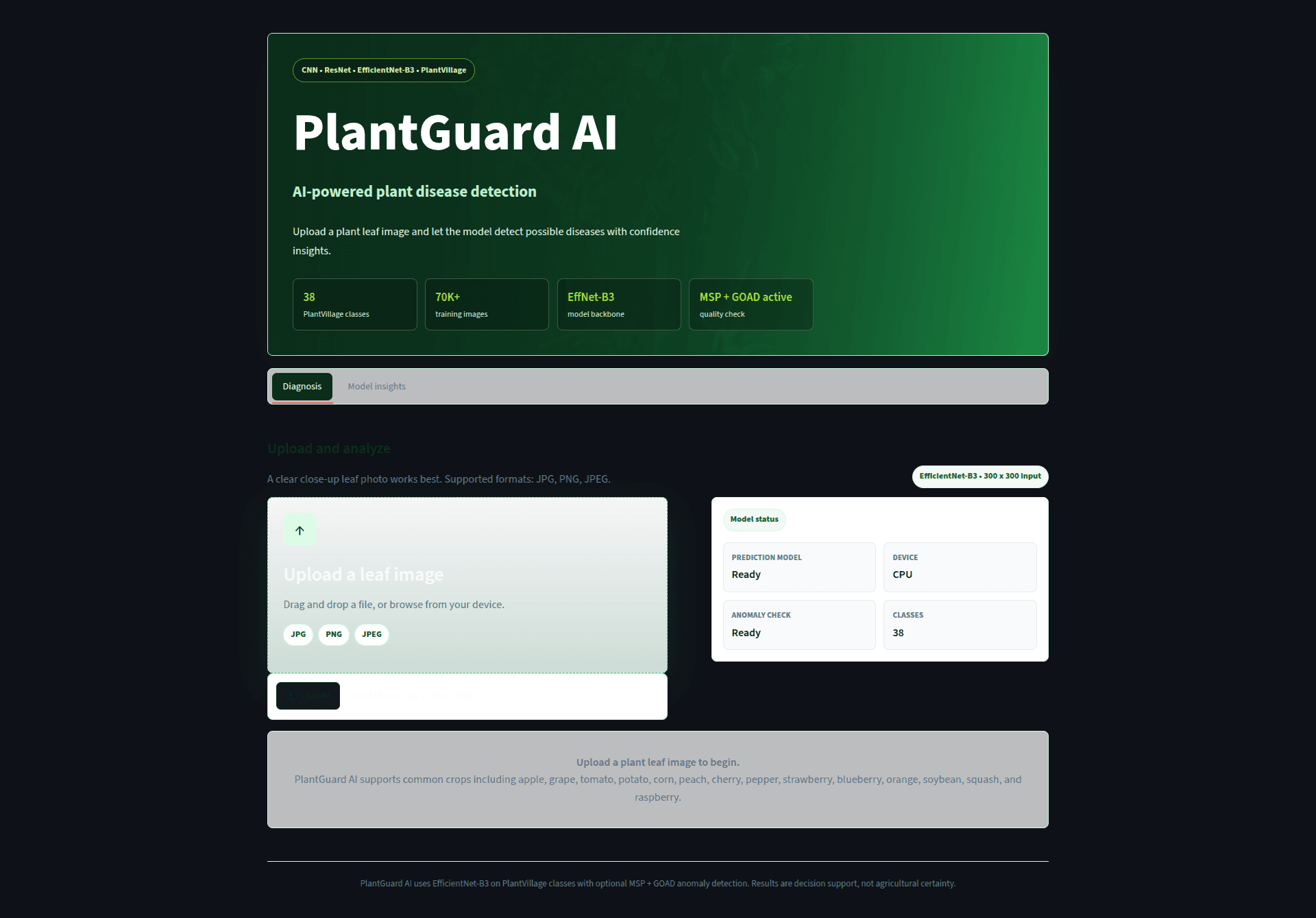 PlantGuard AI — Plant Disease Detection project screenshot